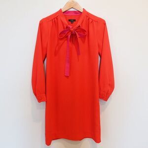 J.Crew Red Bow Neck Dress 4 holiday formal event party chic classic aline knee